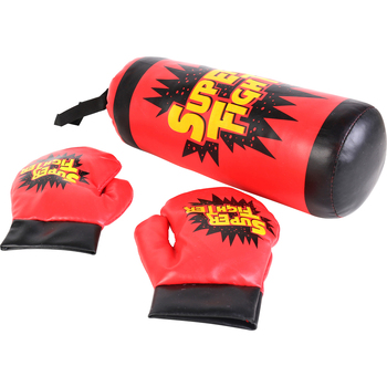 3pc Toys For Fun 32x10cm Super Fighter Boxing Gloves & Bag Set - Red