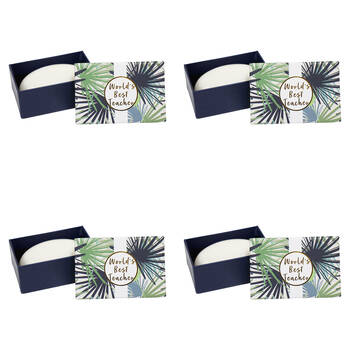 4PK LVD The World's Best Teacher Glycerin Soap in Gift Box 9x6cm Palm Leaves