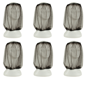 6PK Wildtrak Mesh Fabric Mosquito Head Net Outdoor Camping 45x33cm Black