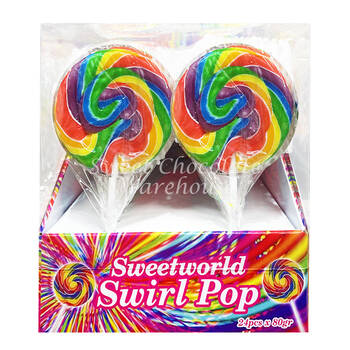 24PK Sweetworld Colorful Swirl Pop Lollipop Sweet Confectionery Candy 80g