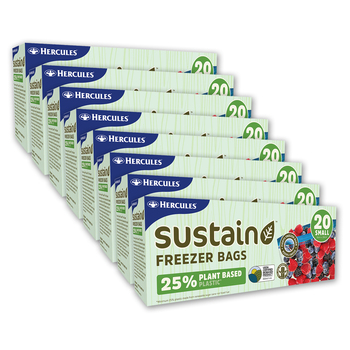 8x 20pc Hercules Sustain Plant Based Resealable Freezer Bags 