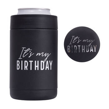 Splosh Celebration Birthday Insulated Drink Cooler 8x13.5cm - Black