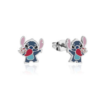 Couture Kingdom Disney Lilo & Stitch Heart Enamel Earrings 15mm - Silver