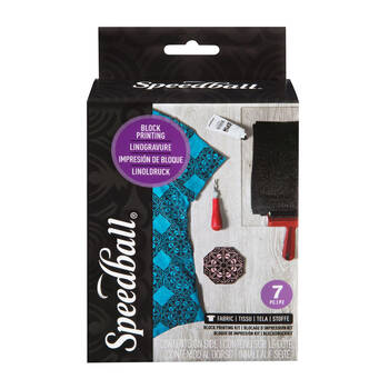 Speedball Beginners Fabric Block Print Essentials Starter Kit Black Ink