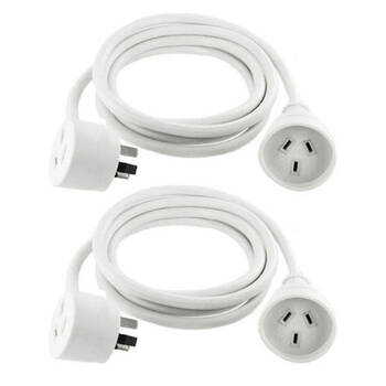 Sansai 2m Piggyback Power Extension Cord 2PK
