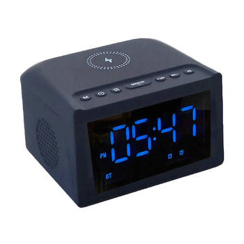 Laser 10W Dual Alarm Clock Function w/ Wireless Charging Pad & Bluetooth MicroSD