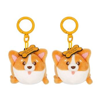 2PK Legami Plush Keyring Corgi w/Metal Ring Super Soft Kids Bag Charm/Toy 3y+