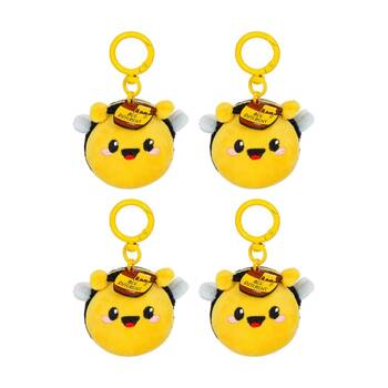 4PK Legami Plush Keyring Bee w/Metal Ring Super Soft Kids Bag Charm/Toy 3y+