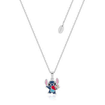 Couture Kingdom Disney Lilo & Stitch Heart Enamel Necklace 47cm - Silver