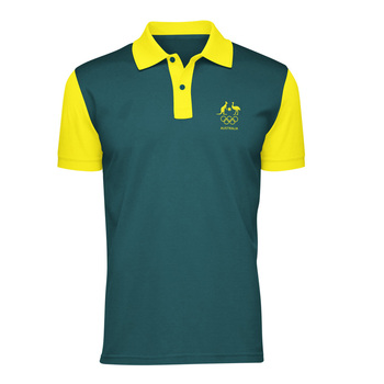 AOC Adults Supporter Polo Shirt Green/Gold XXS