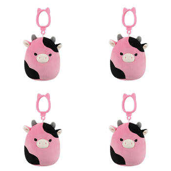 4PK Squishmallows 3.5in Clip Pollyanna Cow Stuffed Animal Kids Plush Toy 3y+