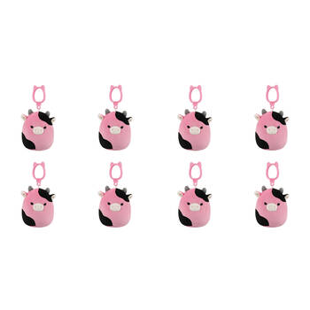 8PK Squishmallows 3.5in Clip Pollyanna Cow Stuffed Animal Kids Plush Toy 3y+