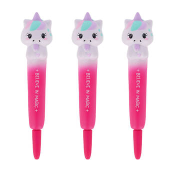 3PK Legami Squishy Gel Pen School/Office Writing Stationery Pink Unicorn