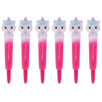 6PK Legami Squishy Gel Pen School/Office Writing Stationery Pink Unicorn