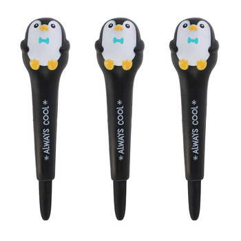 3PK Legami Squishy Gel Pen School/Office Writing Stationery Black Penguin
