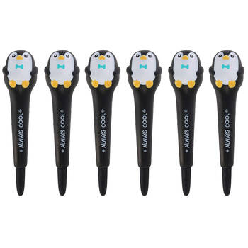 6PK Legami Squishy Gel Pen School/Office Writing Stationery Black Penguin