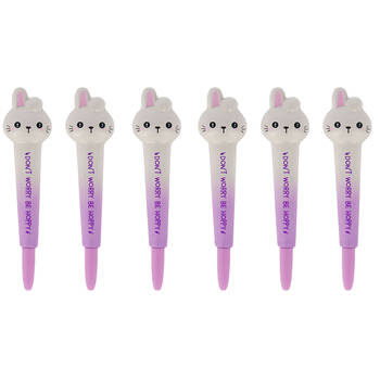 6PK Legami Squishy Gel Pen School/Office Writing Stationery Purple Bunny