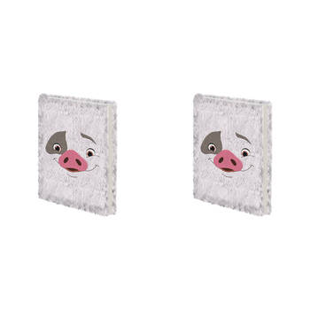 2PK Disney Moana 2 Pua Plush Writing Notebook Grey 22x16.5cm