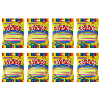 8x 101pc Sweetworld Rainbow Sherbet Straws Sweet Confectionery Candy 160g
