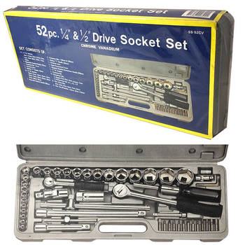 52pc 1/4" 1/2" Drive Socket Set