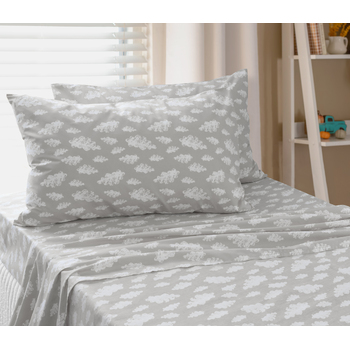 Jelly Bean Kids Clouds Double Bed Sheet Set - Grey