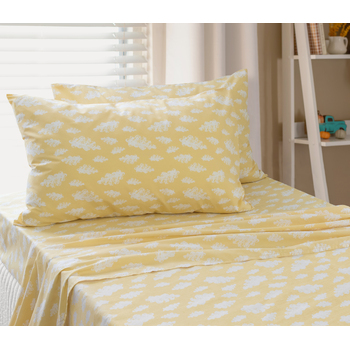 Jelly Bean Kids Clouds Double Bed Sheet Set - Yellow