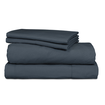 Ardor Boudoir Vintage Washed Queen Bed Fitted Sheet Set - Navy