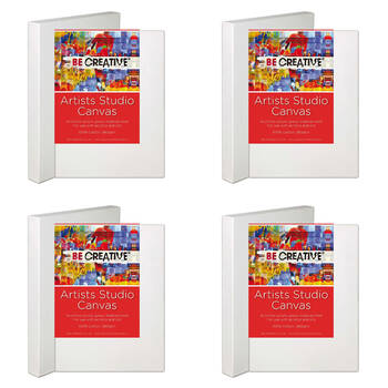 4PK Be Creative Deep Edge Stretched 100% Cotton Canvas 305 x 406mm 12x16in
