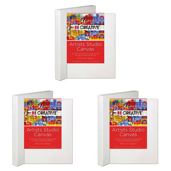 3PK Be Creative Deep Edge Stretched 100% Cotton Canvas 406 x 406mm 16x16in