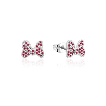 Couture Kingdom Disney Minnie Mouse Red Crystal Bow Stud Earrings Silver