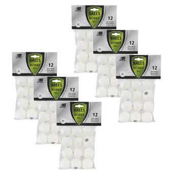 6x 12PK Sunflex Hobby Grade Plastic Table Tennis Balls 40+ Rated General Use White