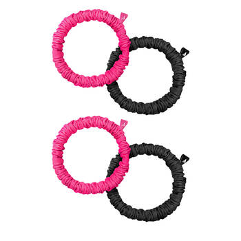 2x 2PK Adidas Premium Thin Hair Scrunchies Everyday Activity & Sport Black/Pink