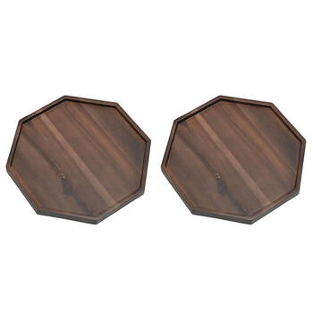 2PK St. Claire Acacia Cctagonal Serving Tray Food Server Wooden 25cm