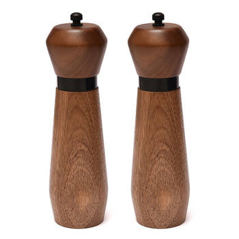 2PK St. Claire Acacia and Stainless Steel Salt Pepper Grinder Mill 18cm