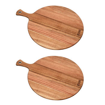 2PK St. Claire Acacia Round Paddle Board Cutting Serving Wooden 42x31cm