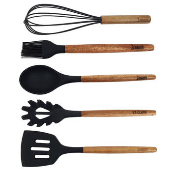 5pc Bialetti St Clare Silicone Solid/Spaghetti Spoon/Lifter/Brush Combo Set