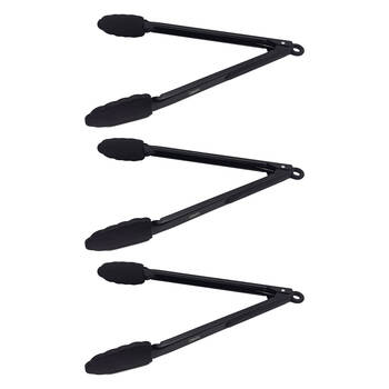 3PK Bialetti St. Clare Silicone & Stainless Steel Tongs Cooking Utensil 30cm Black