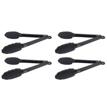 4PK Classica St. Clare Black Silicone & Stainless Steel Tongs 26cm Cookware