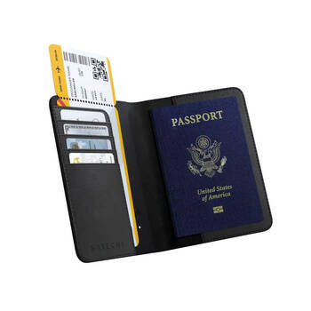 Satechi Vegan-Leather Passport Cover w/ Find My - Black