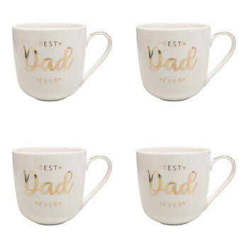 4PK LVD New Bone China Dad Gift Mug Drinking Cup 9.5x5x9.5cm White/Gold