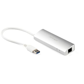 3Port USB Hub w/ Gigabit Network Adapter - Silver USB 3 Hub