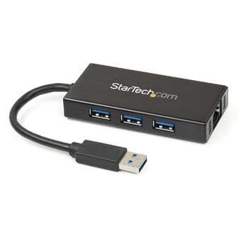 3 Port USB 3.0 Hub w/ GbE Adapter NIC - Aluminum w/ Cable