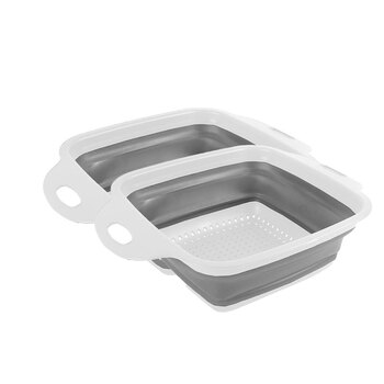 2PK Kemasi Collapsible Kitchen Cooking Colander Rectangular