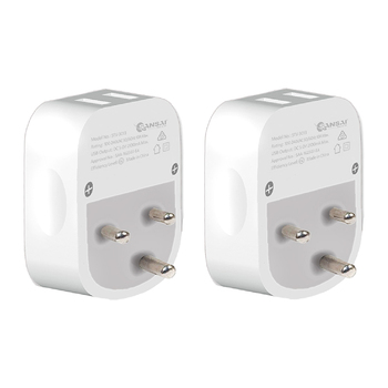 2PK Sansai Travel Adaptor w/ 2 x USB Ports - AU/India Region