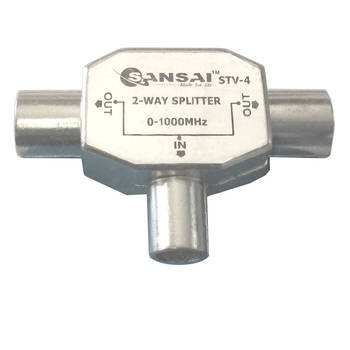 PAL/TV/FM Radio 2 Way Antenna Splitter Coax Adapter