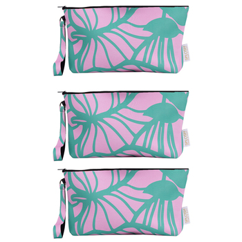 3PK Splosh Beach Bliss Palms Neoprene Wristlet Pouch Rectangle 31.5x20cm