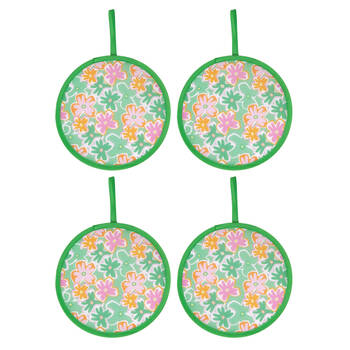 4PK Splosh Summer Pop Handheld Foldable Twist Fan 21cm Round Portable Green