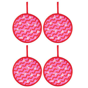 4PK Splosh Summer Waves Handheld Foldable Twist Fan 21cm Round Portable Pink