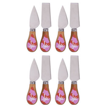 4x 2pc Splosh Summer Waves Bamboo Stainless Steel Cheese Knife Set Pink