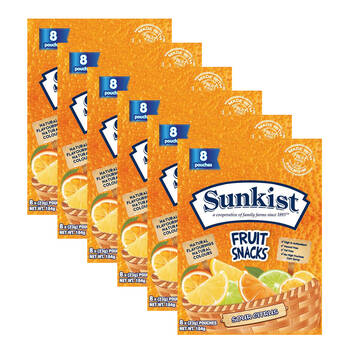 6PK Sunkist Sour Citrus 184g Fruit Flavoured Snacks Confectionery